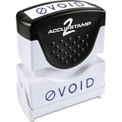 Stamps & Stamp Pads|Accu-Stamp 2 One-Color Pre-Inked Shutter Message Stamp, VOID, 1/2" x 1-5/8" Impression, Blue Ink (035584)