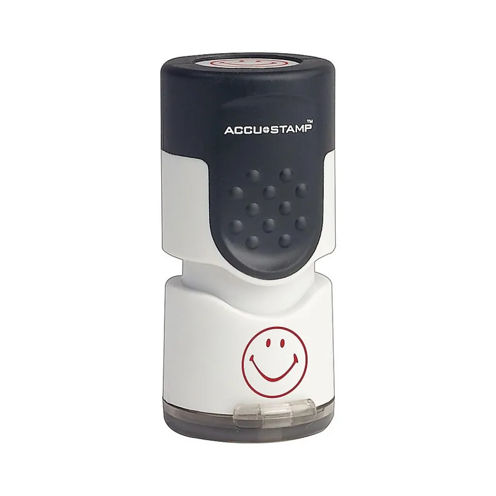 Stamps & Stamp Pads|Accu-Stamp Pre-Inked Stamp, Smiley Face, Red Ink (030725)