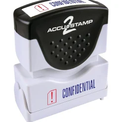 Stamps & Stamp Pads|Accu-Stamp 2 Two-Color Pre-Inked Shutter Message Stamp, CONFIDENTIAL, Blue/Red Ink (035536)