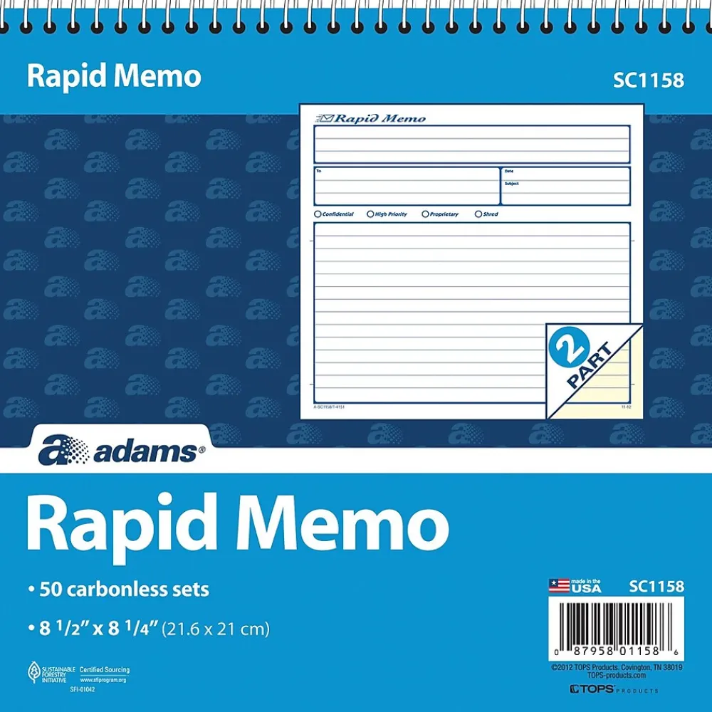 Notepads|Adams Spiral Memo Books, 8-1/2" x 7-1/4"