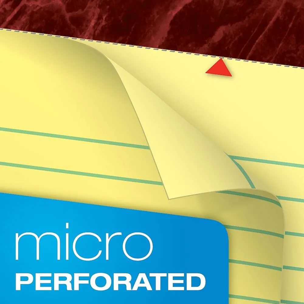 Notepads|Ampad Gold Fibre Notepads, 8.5" x 14", Wide Rule, Canary, 50 Sheets/Pad, 12 Pads/Pack (TOP 20-030R)