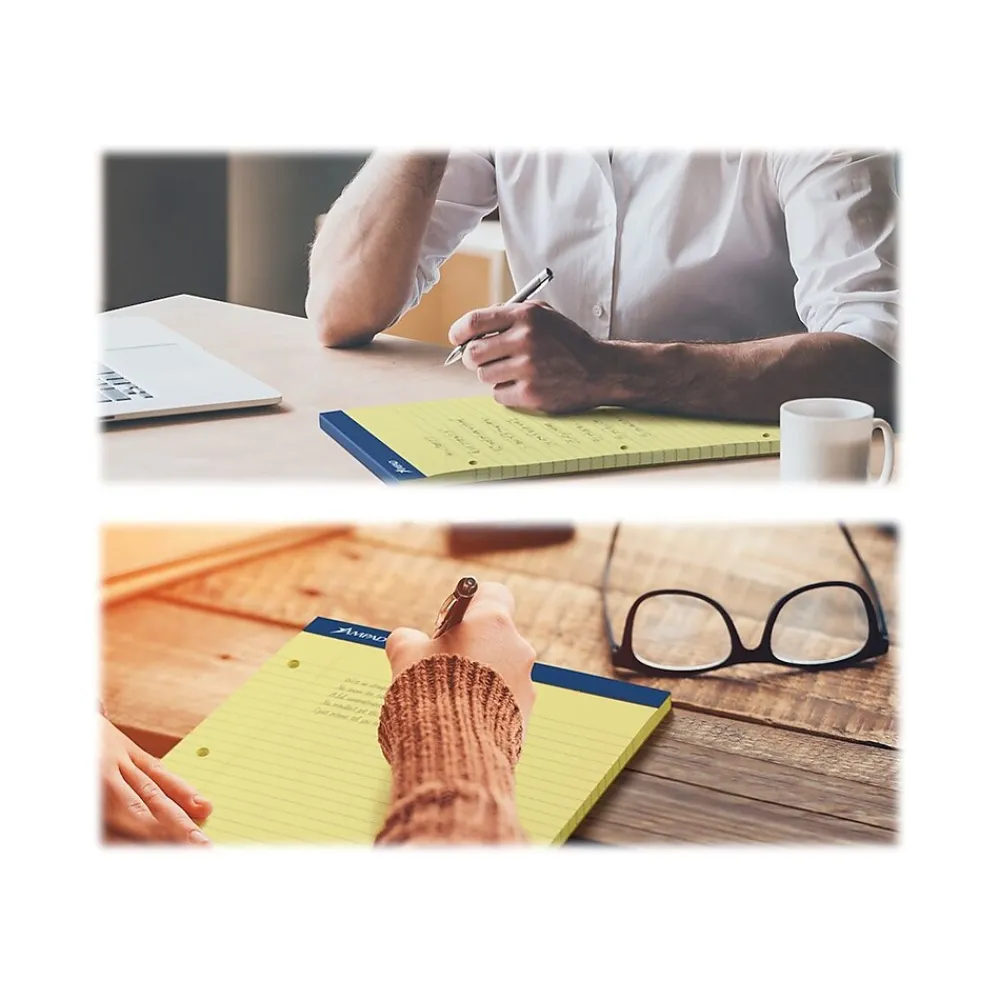 Notepads|Ampad Notepad, 8.5" x 11.75", Narrow, Canary, 100 Sheets/Pad (TOP 20-246)