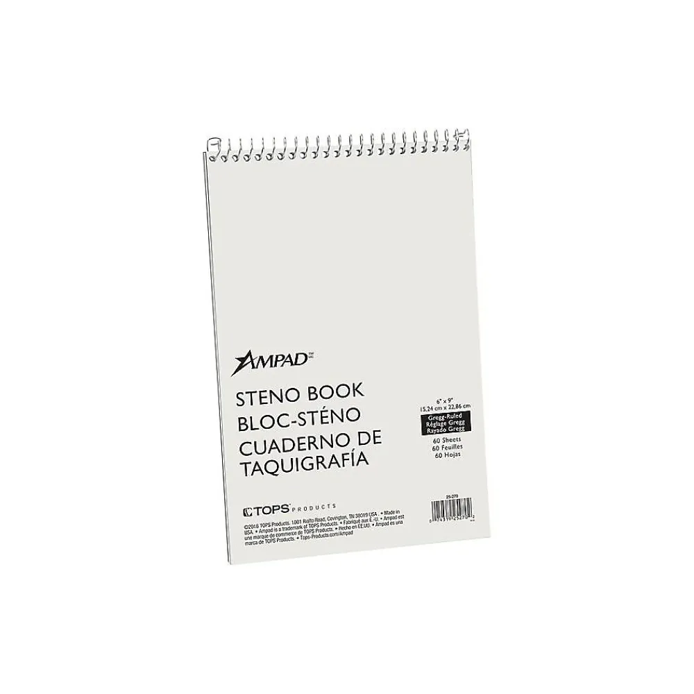Notepads|Ampad Steno Pad, 6" x 9", Gregg Ruled, Green, 60 Sheets/Pad (TOP 25-270)