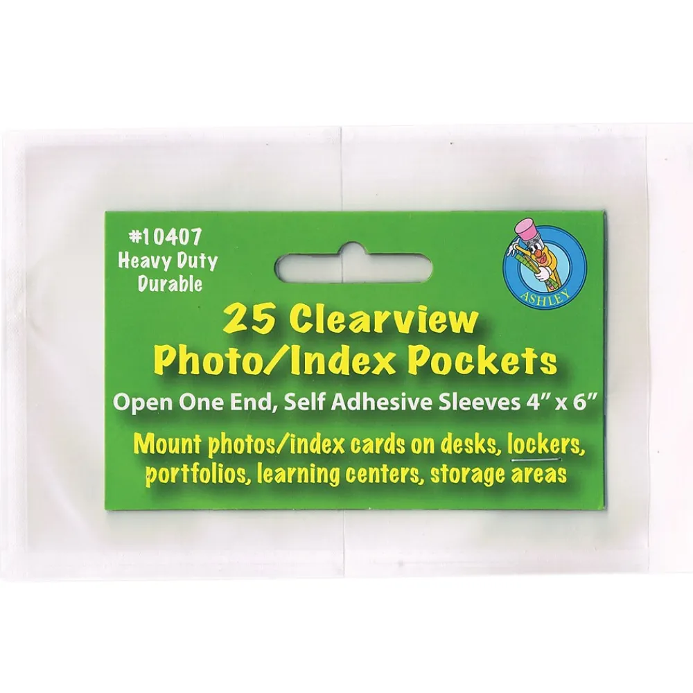 Sheet Protectors|Ashley Heavyweight Sheet Protector, 4" x 6", Clear, 25 Per Pack, 5 Packs (ASH10407-5)