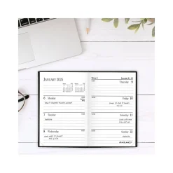 Journals|AT-A-GLANCE Fine Diary Pocket Hardcover 2025 Weekly and Monthly Diary, 2.75" x 4.25", Ruled, Black (72-01-05-25)