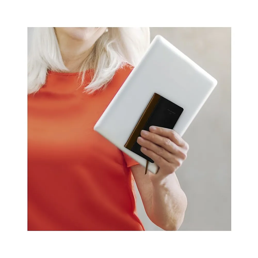 Journals|AT-A-GLANCE Fine Pocket Hardcover Diary, 3" x 6", Ruled, Black/Brown (74-02-05-25)