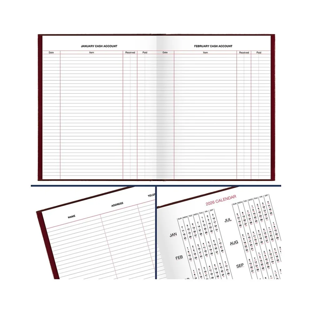 Journals|AT-A-GLANCE Standard Hardcover 2025 Daily Diary, 7.5" x 9.5", Ruled, Red (SD374-13-25)