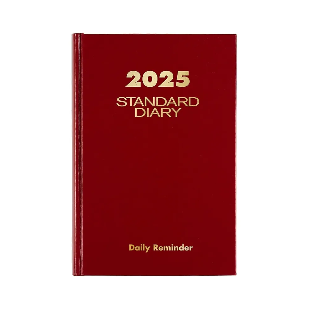Journals|AT-A-GLANCE Standard Hardcover 2025 Daily Diary, 5.75" x 8.25", Wide-Ruled, Red (SD387-13-25)