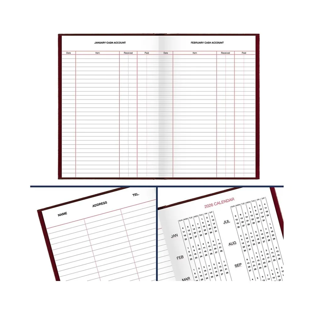 Journals|AT-A-GLANCE Standard Hardcover 2025 Daily Diary, 5.75" x 8.25", Wide-Ruled, Red (SD387-13-25)