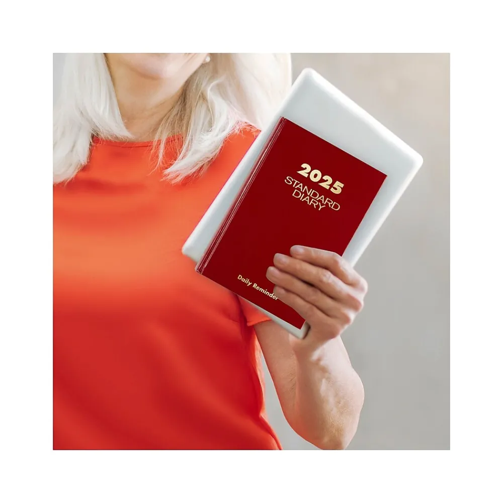 Journals|AT-A-GLANCE Standard Hardcover 2025 Daily Reminder, 5.75" x 8.25", Red (SD389-13-25)
