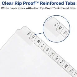 Dividers|Avery Allstate Pre-Printed 126-150 Paper Divider, White, Set (01706)