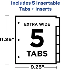 Dividers|Avery Big Tab Insertable Plastic Dividers with Pocket, 5 Tabs, Multicolor Pastel (07714)