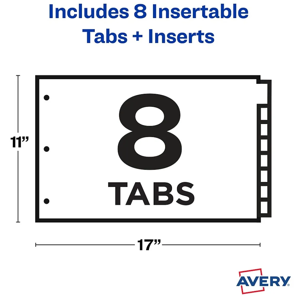 Dividers|Avery Big Tab Insertable Plastic Dividers for 11" x 17" Binders, 8 Tabs, Multicolor (11179)