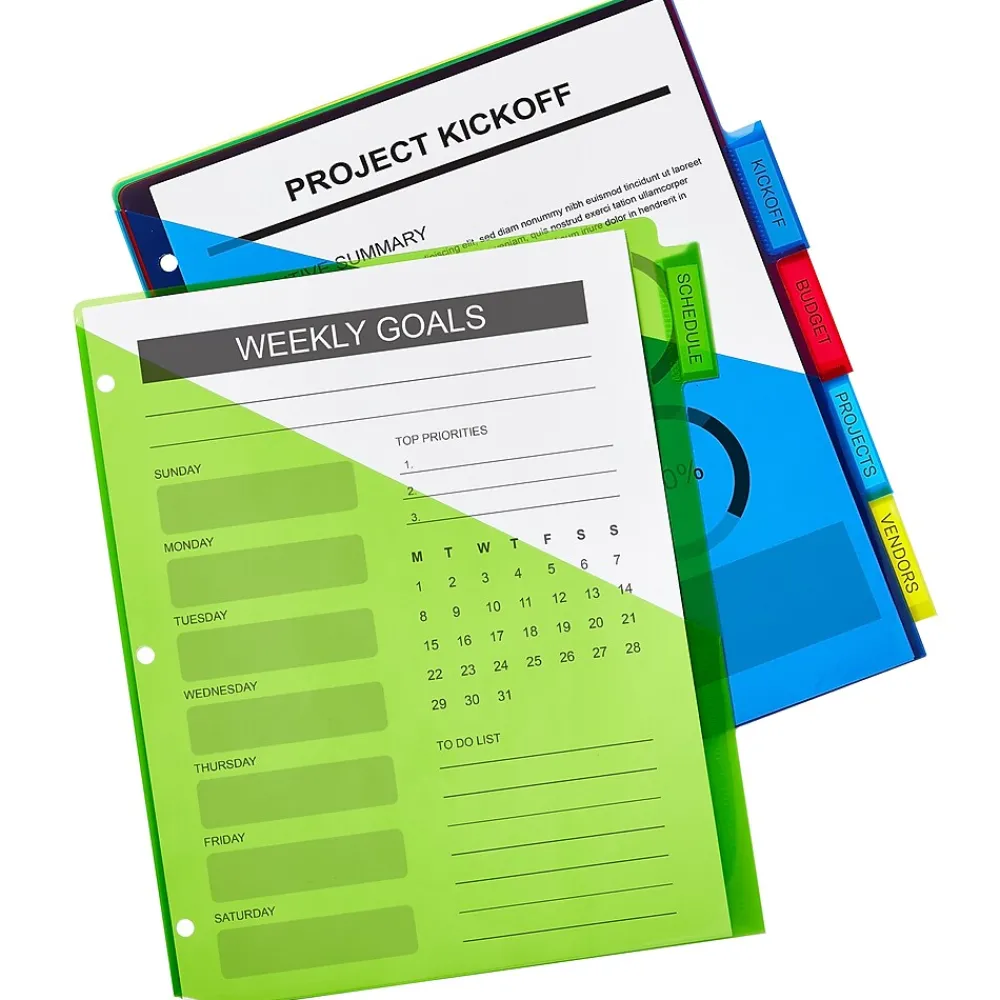 Dividers|Avery Big Tab Insertable Plastic Dividers with 2 Pockets, 5 Tabs, Multicolor (11906)