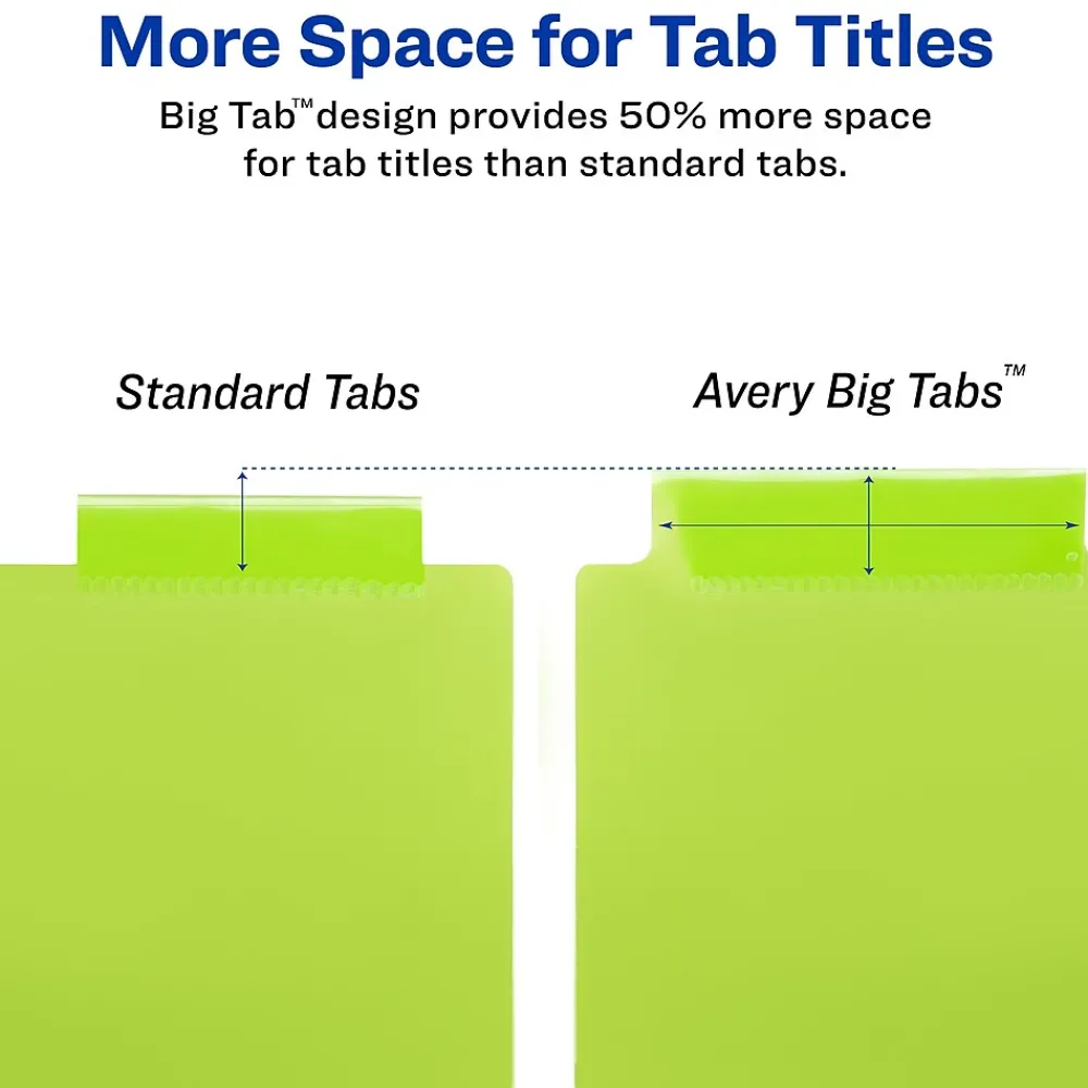 Dividers|Avery Big Tab Insertable Plastic Divider, 8 Tabs, Multicolor, 1 Set (11901)