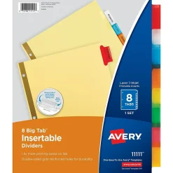 Dividers|Avery Big Tab Insertable Paper Divider, 8 Tabs, Multicolor, 1 Set (11111)