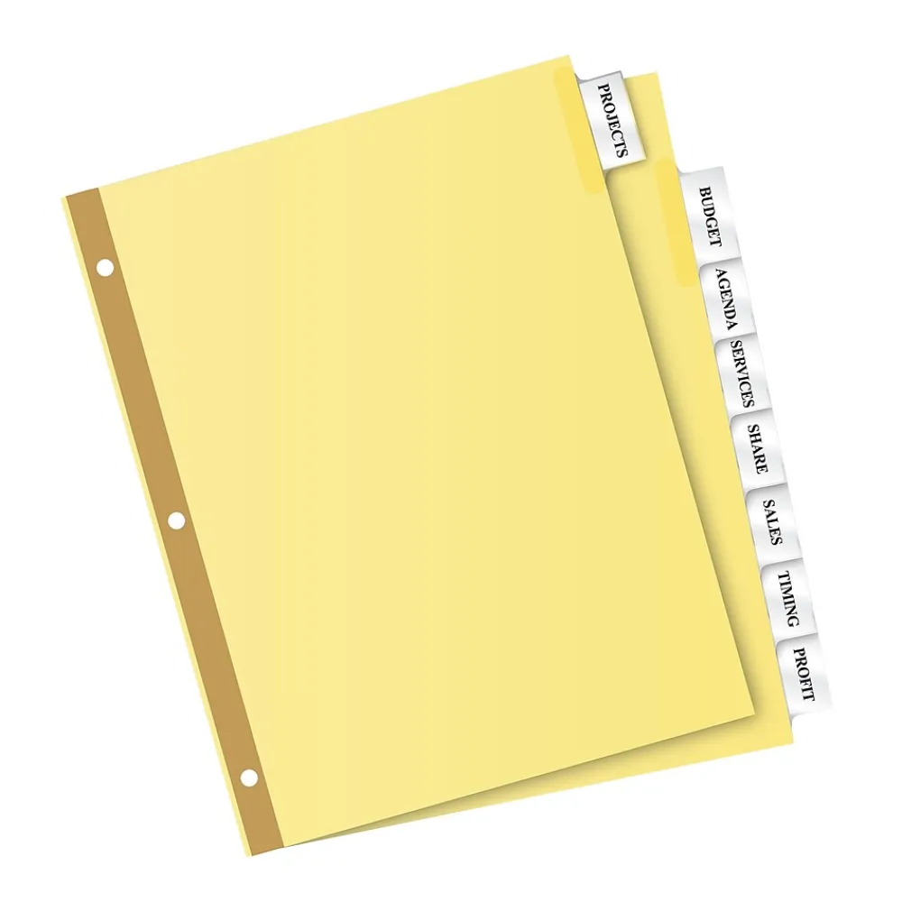 Dividers|Avery Big Tab Insertable Paper Dividers, Clear 8 Tab, Buff (11112)