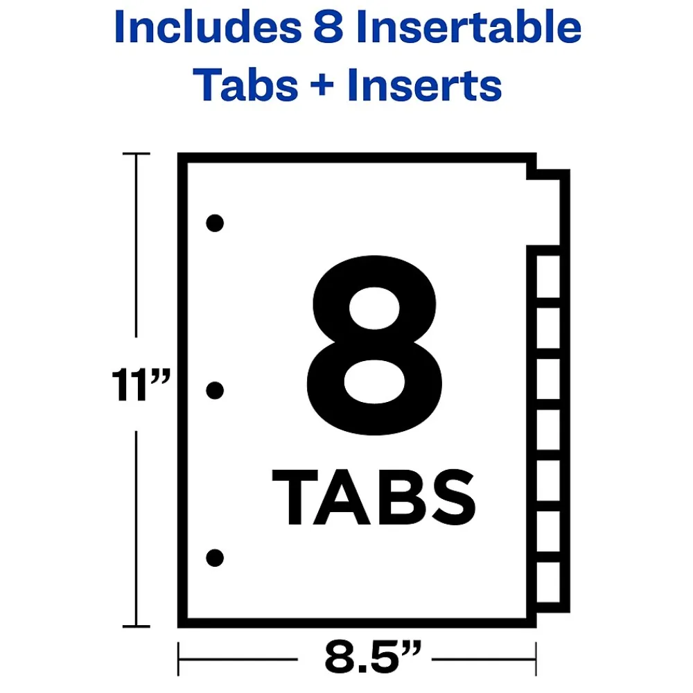 Dividers|Avery Big Tab Insertable Paper Dividers, 8 Tabs, White with Multicolor Tabs (11123)