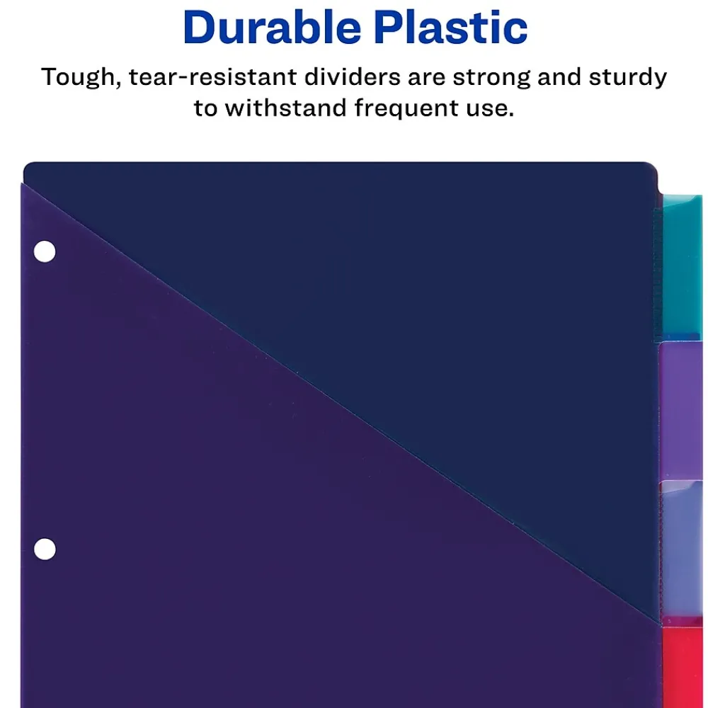 Dividers|Avery Big Tab Insertable Plastic Dividers with 2 Pockets, 8 Tabs, Two-Tone Multicolor (11983)