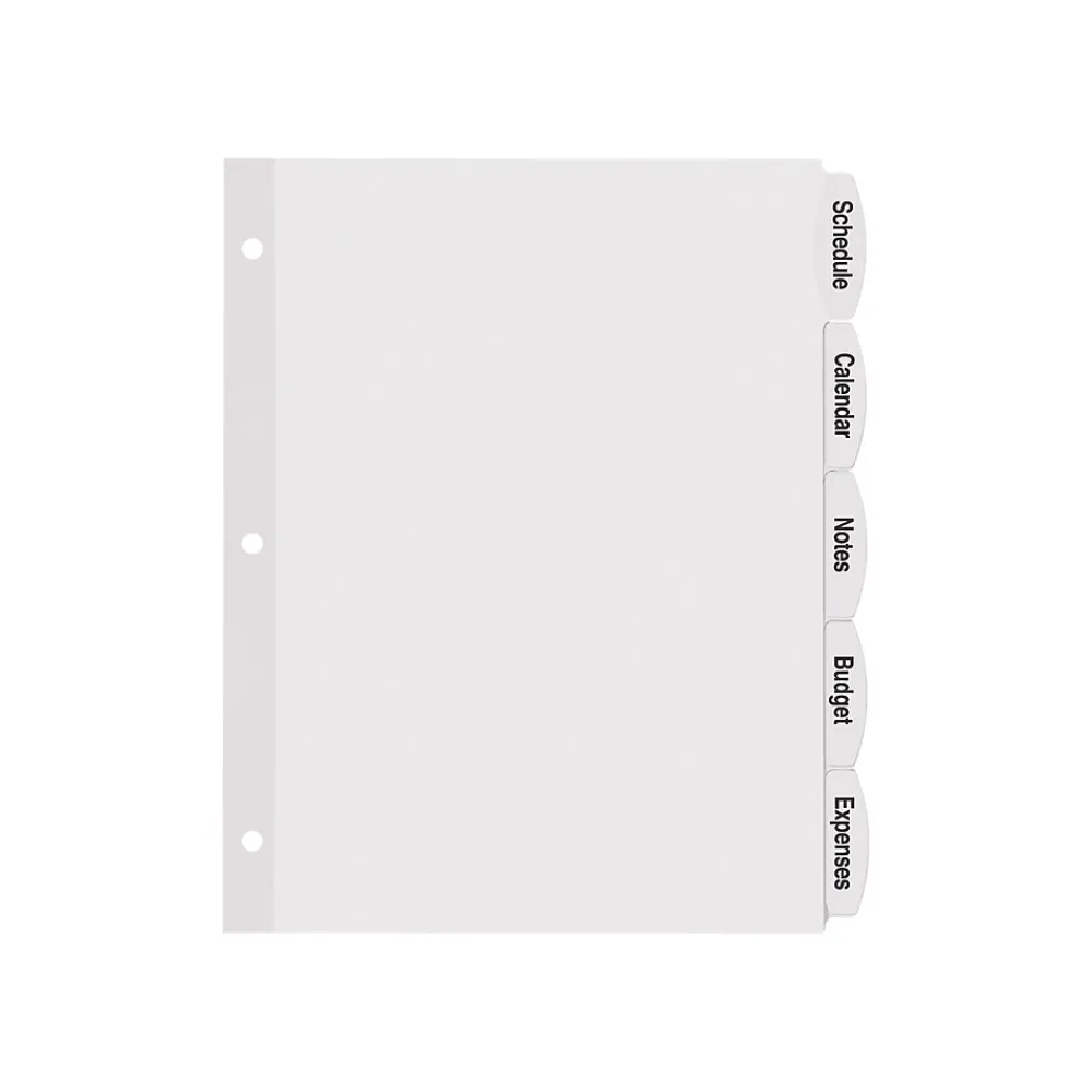 Dividers|Avery Big Tab Printable Paper Dividers with White Labels, 5 Tabs, 20 Sets/Pack (11434)