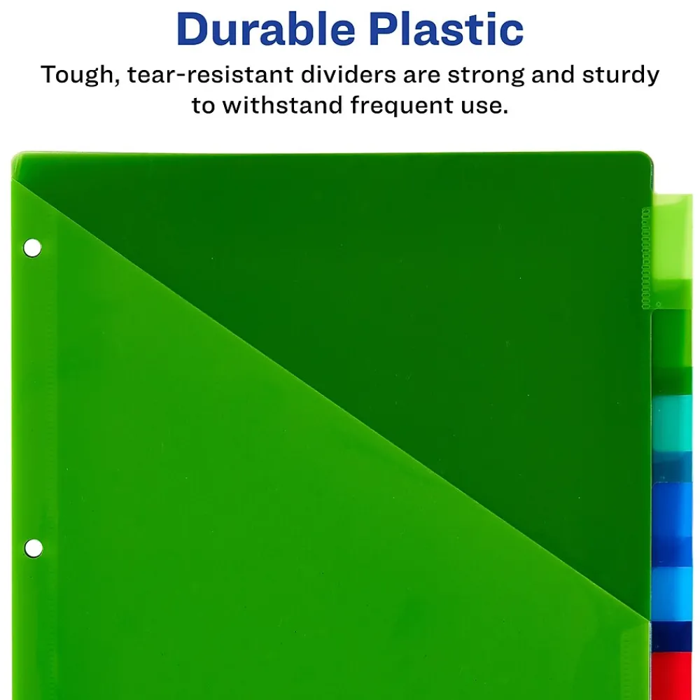 Dividers|Avery Big Tab Two-Pocket Insertable Plastic Divider, 8 Tabs, Multicolor, 1 Set (11907)