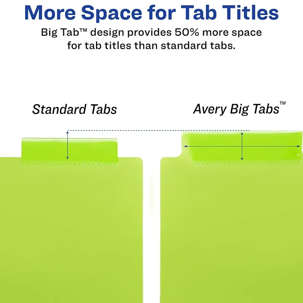 Dividers|Avery Big Tab Two-Pocket Insertable Plastic Divider, 8 Tabs, Multicolor, 1 Set (11907)