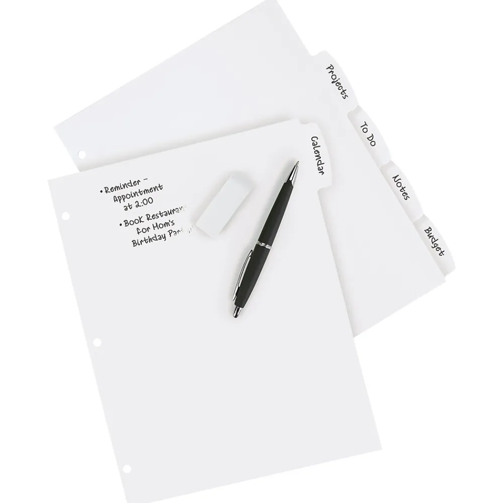 Dividers|Avery Big Tab Write & Erase Plastic Dividers, 5 Tabs, White (16370)