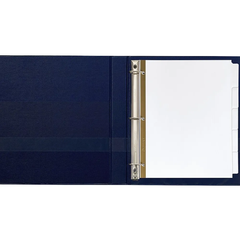 Dividers|Avery Big Tab Write & Erase Paper Dividers, 5 Tabs, White, Gold Reinforced, 48 Sets/Carton (23075)