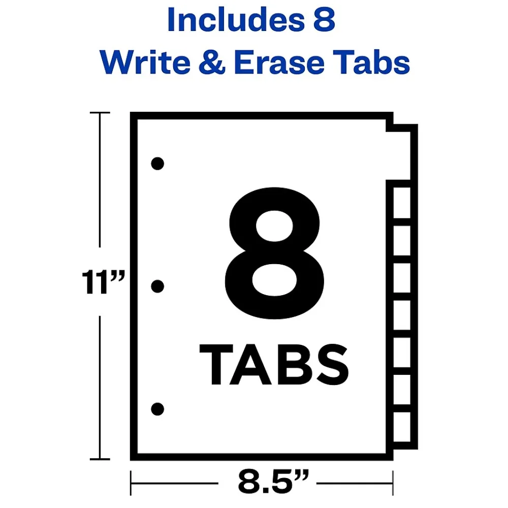 Dividers|Avery Big Tab Write & Erase Paper Divider, 8 Tabs, Multicolor, 1 Set (23079)