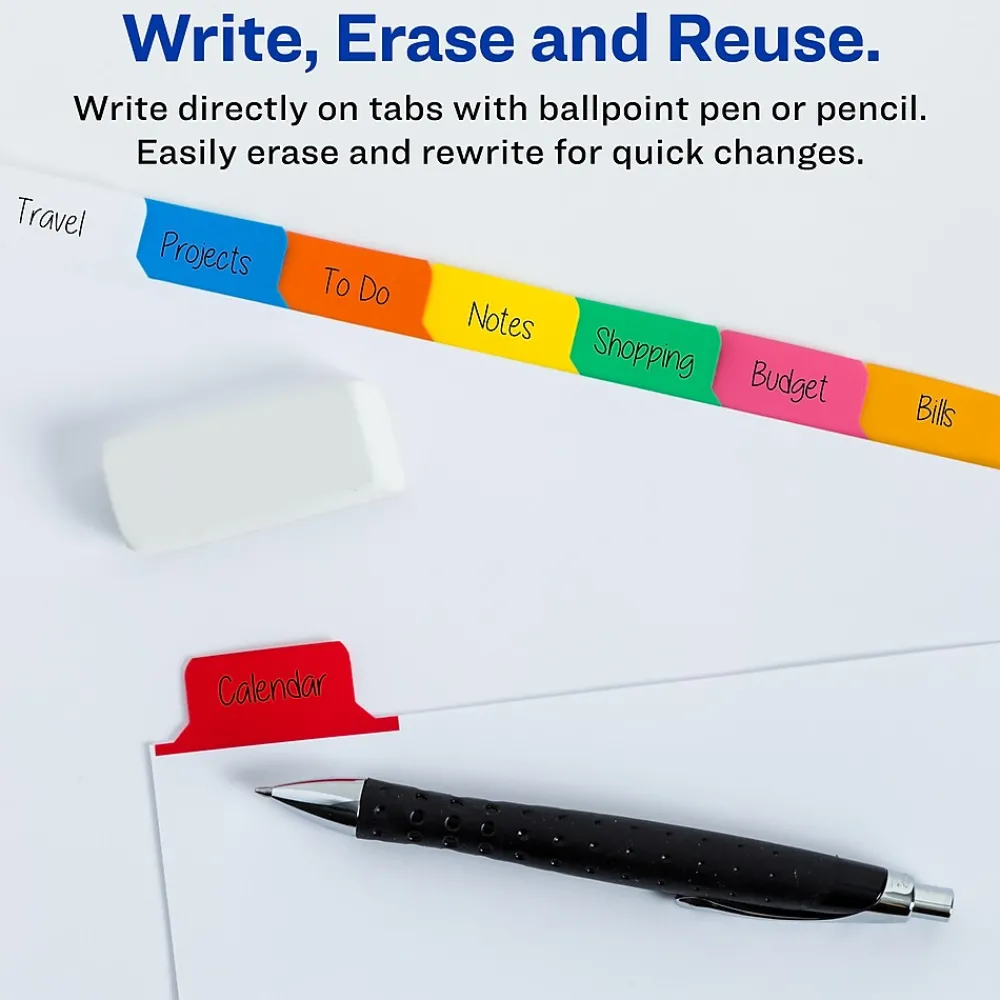 Dividers|Avery Big Tab Write & Erase Paper Dividers, 5 Tabs, Multicolor, Gold Reinforced (23076)