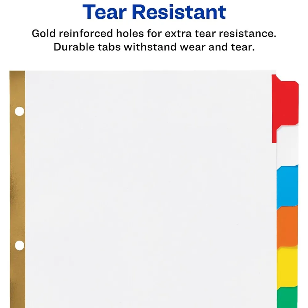 Dividers|Avery Big Tab Write & Erase Paper Dividers, 5 Tabs, Multicolor, Gold Reinforced (23076)