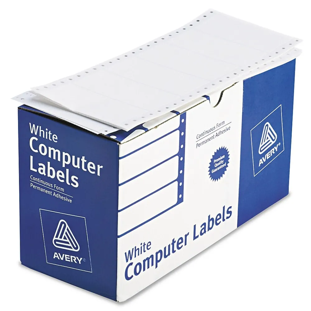 Labels|Avery Computer Labels, Dot Matrix Labels and Pin-Feed Labels, 1-15/16" x 4", White, 5,000 Labels/Pack (4022)