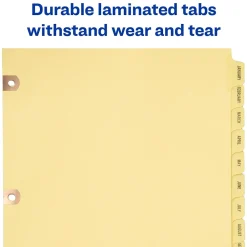 Dividers|Avery Copper Reinforced Preprinted Dividers, 12-Tabs, Buff, Set (24286)