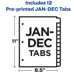 Dividers|Avery Copper Reinforced Preprinted Dividers, 12-Tabs, Buff, Set (24286)