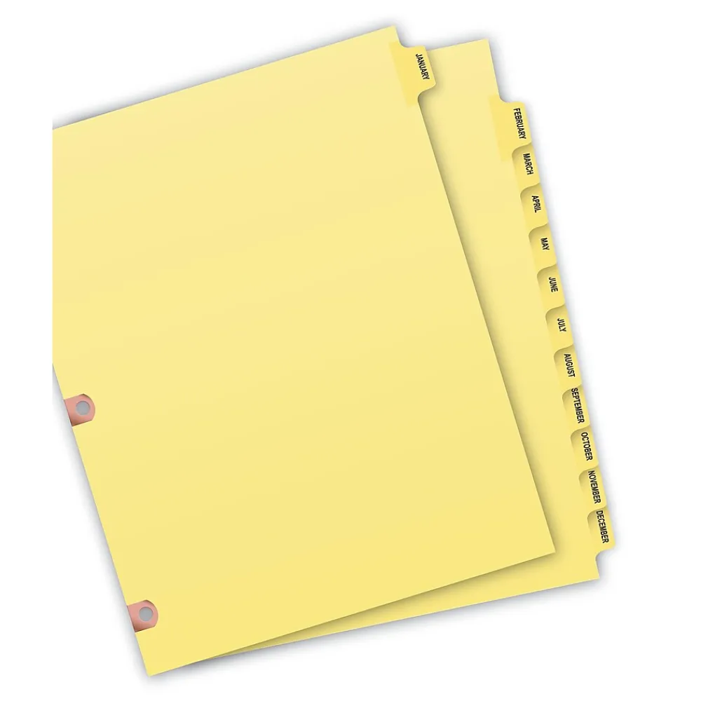 Dividers|Avery Copper Reinforced Preprinted Dividers, 12-Tabs, Buff, Set (24286)