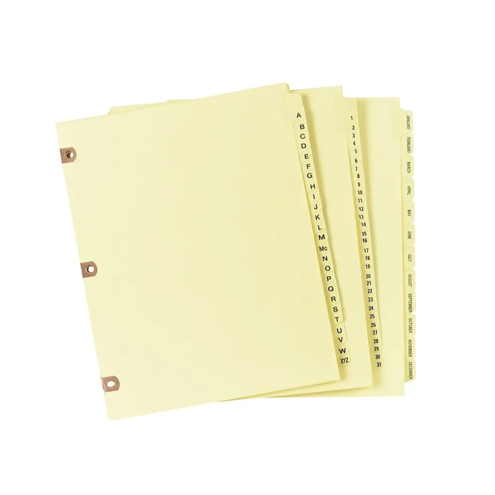 Dividers|Avery Copper Reinforced Preprinted Dividers, 12-Tabs, Buff, Set (24286)