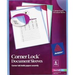 Pocket Folders|Avery Corner Lock Smooth Presentation Folder with Fasteners, Assorted, 6/Pack (72262)