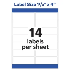 Labels|Avery Easy Peel Inkjet Address Labels, 1-1/3