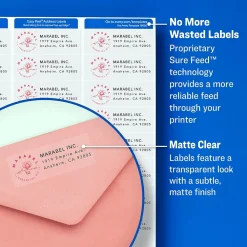 Labels|Avery Easy Peel Laser Address Labels, 1" x 4", Clear, 1,000 Labels/Box (5661)