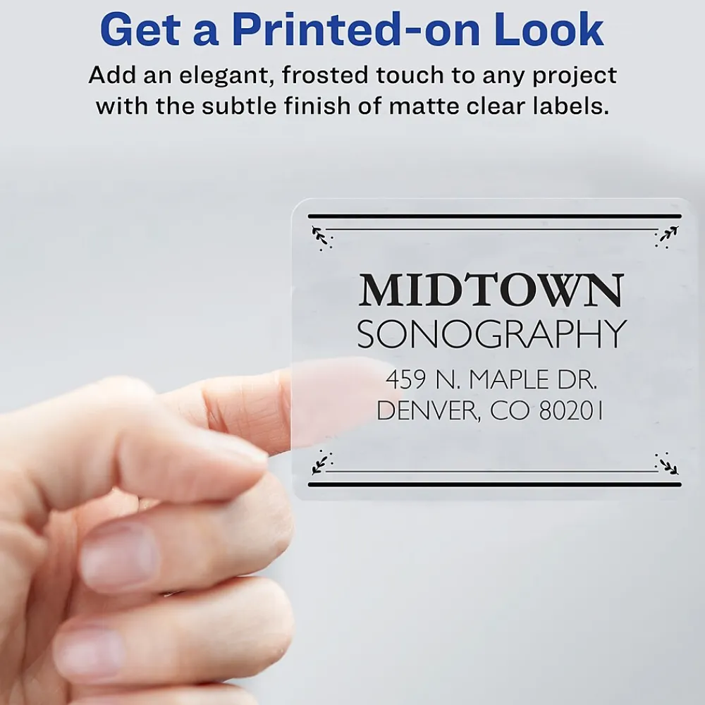 Labels|Avery Easy Peel Laser Shipping Labels, 2" x 4", Clear, 500 Labels/Box (5663)