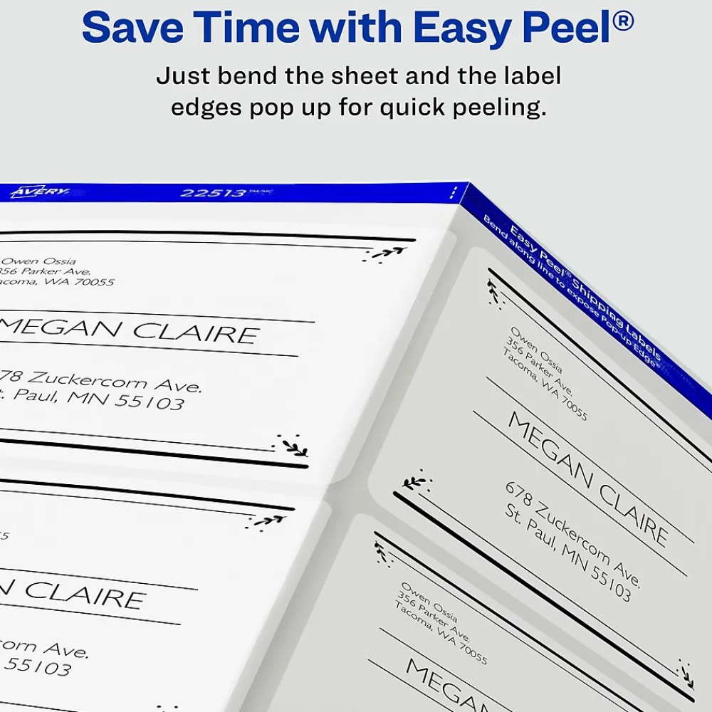 Labels|Avery Easy Peel Laser Shipping Labels, 2" x 4", Clear, 500 Labels/Box (5663)