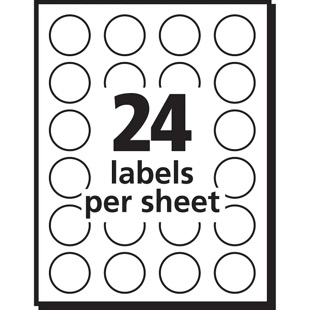 Labels|Avery Easy Peel Laser/Inkjet Multipurpose Labels, 3/4" Dia, White, 1,008 Labels/Pack (5408)