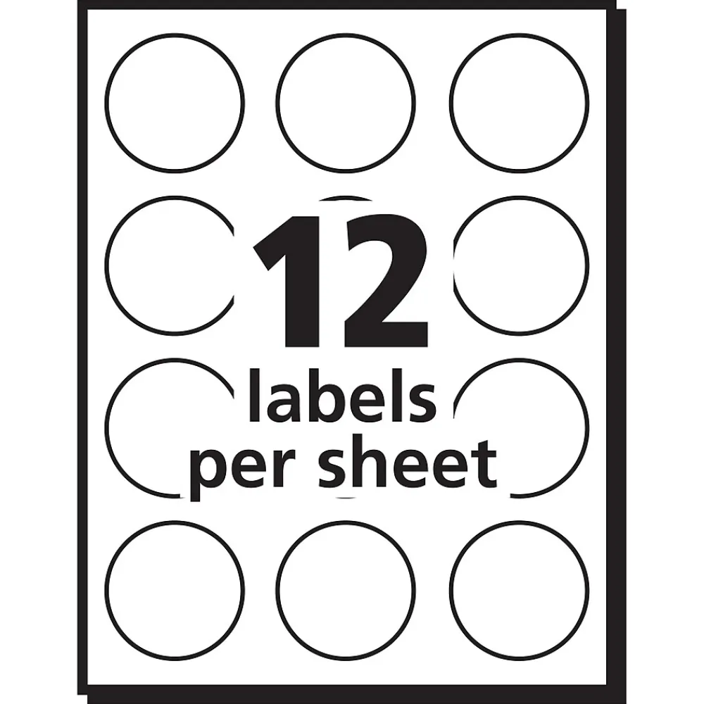 Labels|Avery Easy Peel Laser/Inkjet Multipurpose Labels, 1" Dia, White, 600 Labels/Pack (5410)