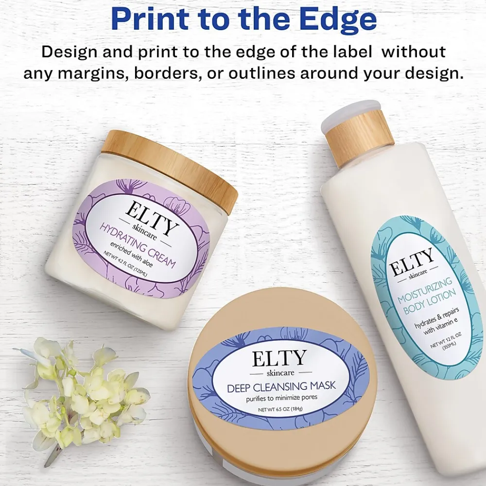 Labels|Avery Easy Peel Laser/Inkjet Oval Labels, 1 1/2" x 2 1/2", Glossy White, 180 Labels/Pack (22804)
