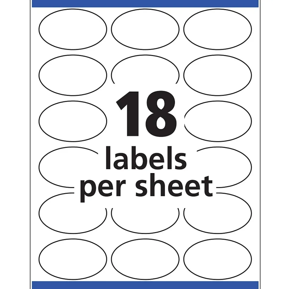 Labels|Avery Easy Peel Laser/Inkjet Oval Print to the Edge Labels, 1-1/2" x 2-1/2", White, 270 Labels/Pack (6583)
