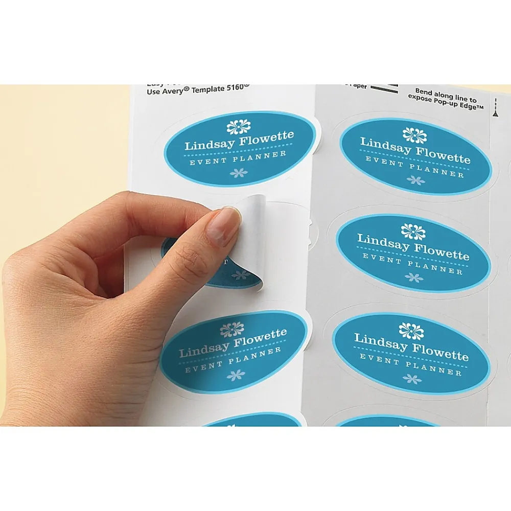 Labels|Avery Easy Peel Laser/Inkjet Oval Print to the Edge Labels, 1-1/2" x 2-1/2", White, 270 Labels/Pack (6583)