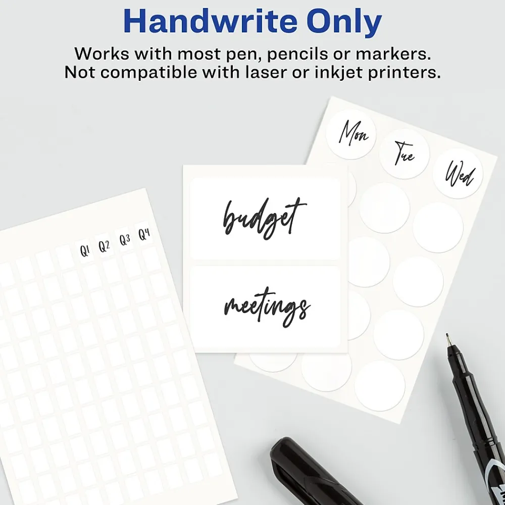 Labels|Avery Erasable Multipurpose Labels, 7/8" x 2-7/8", White, Non-Printable, 80 Labels/Pack (5429)