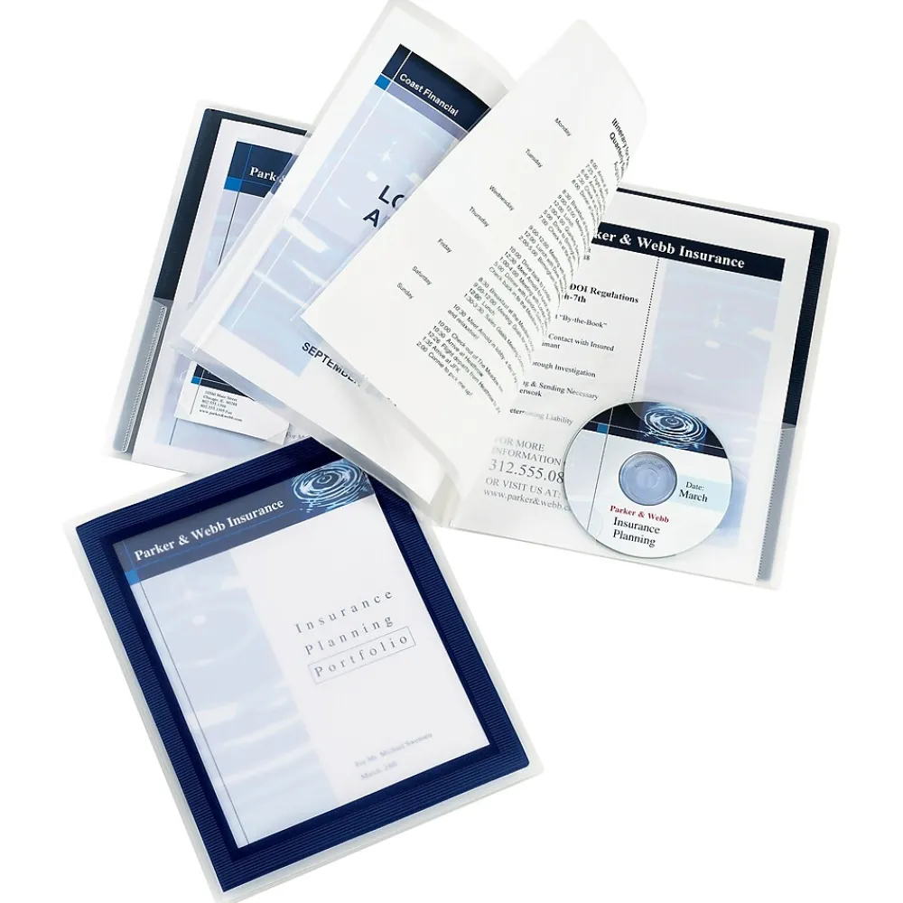 Pocket Folders|Avery Flexi-View 6-Pocket Presentation Folder, Navy Blue (47696)