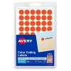 Labels|Avery Hand Written Color Coding Labels, 0.5"Dia., Neon Red, 60/Sheet, 14 Sheets/Pack (5051)