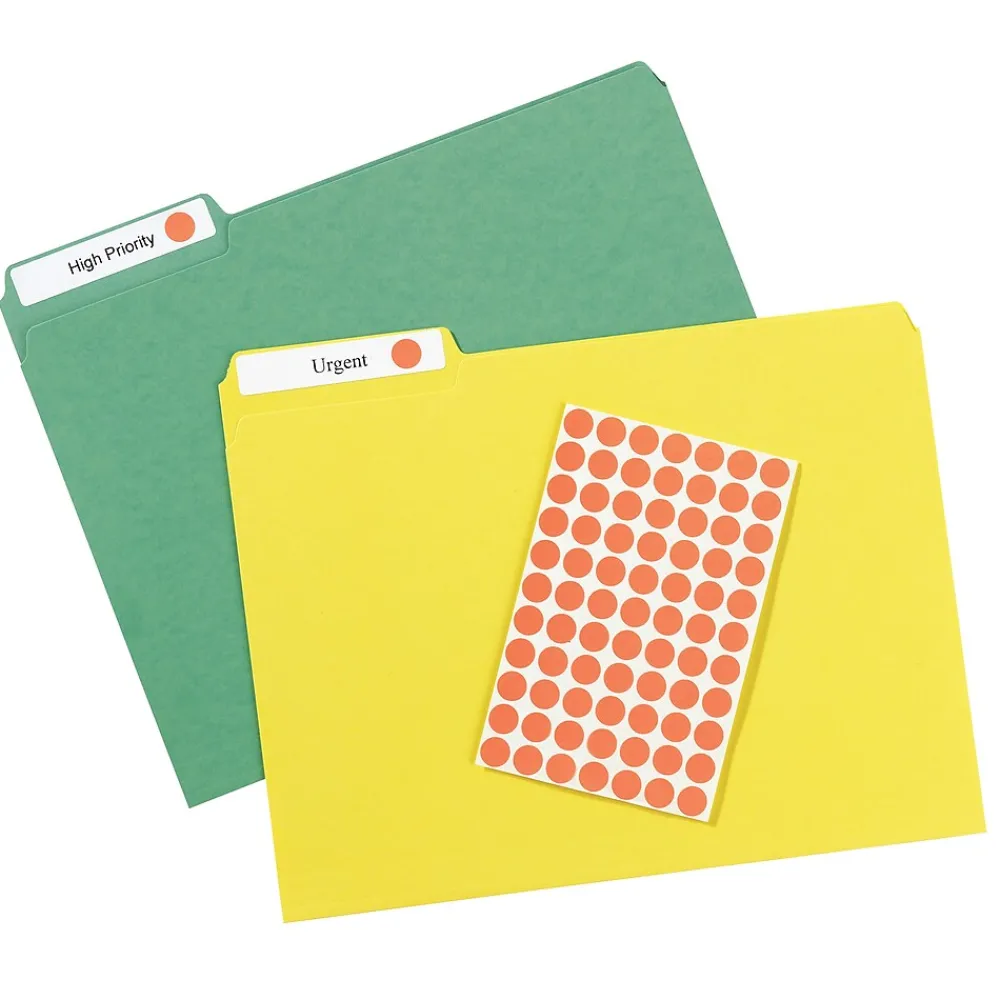 Labels|Avery Hand Written Color Coding Labels, 0.5"Dia., Neon Red, 60/Sheet, 14 Sheets/Pack (5051)